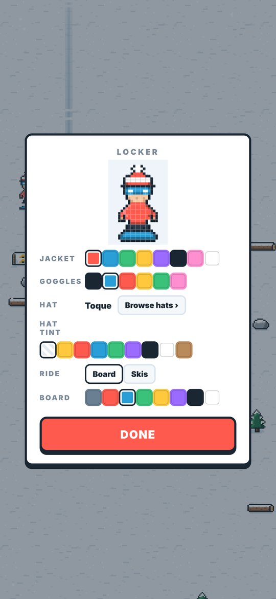 The locker: jacket, goggles, hat, tint, board or skis
